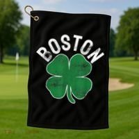 Boston Irish Shamrock St. Patrick's Day Golf Towel thumb 1
