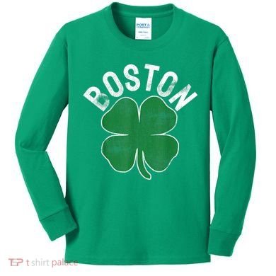 Boston Irish Shamrock St. Patrick's Day Kids Long Sleeve Shirt