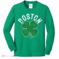 Boston Irish Shamrock St. Patrick's Day Kids Long Sleeve Shirt thumb 0
