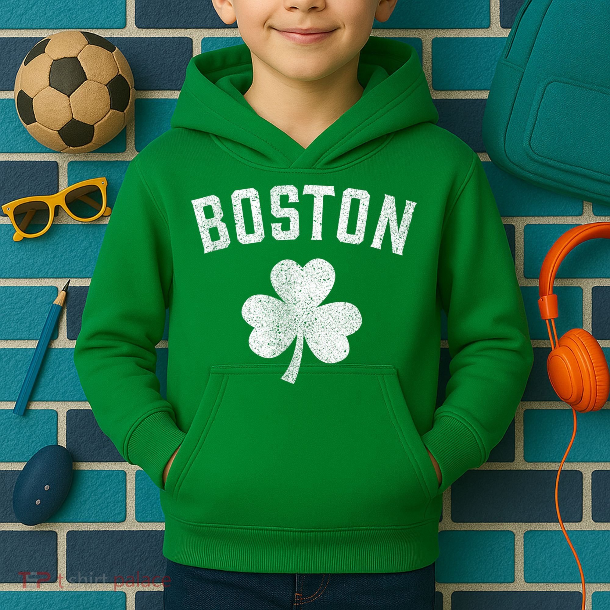 Boston Irish Shamrock St. Patrick's Day Kids Hoodie