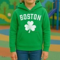 Boston Irish Shamrock St. Patrick's Day Kids Hoodie thumb 3