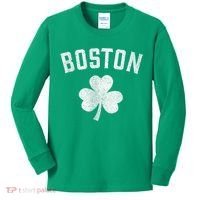 Boston Irish Shamrock St. Patrick's Day Kids Long Sleeve Shirt thumb 0