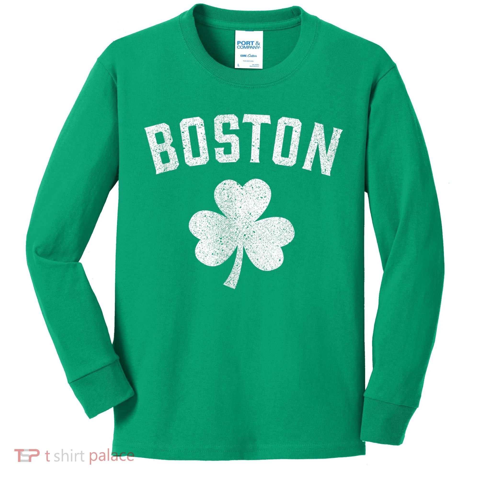 Boston Irish Shamrock St. Patrick's Day Kids Long Sleeve Shirt