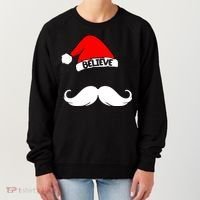 Believe In Santa Funny Mustache Women's Sweatshirt thumb 0