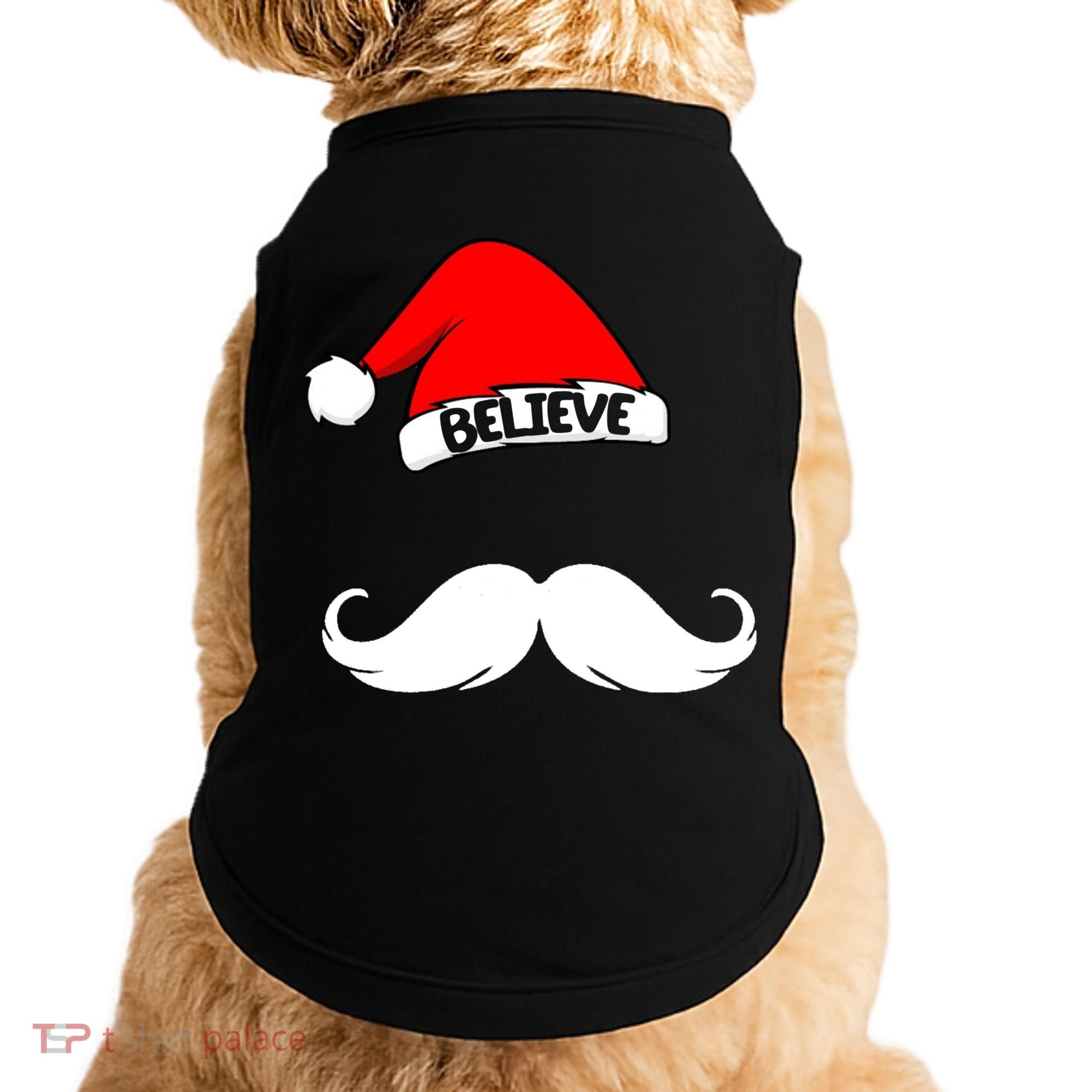 Believe In Santa Funny Mustache Doggie Tank