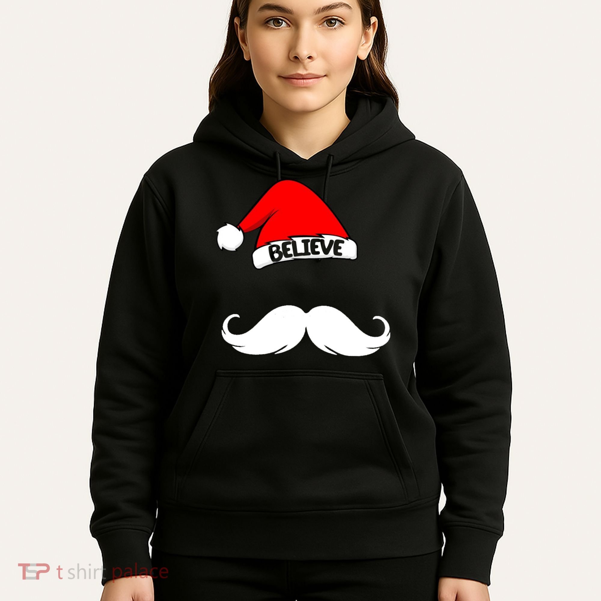 Believe In Santa Funny Mustache Hoodie