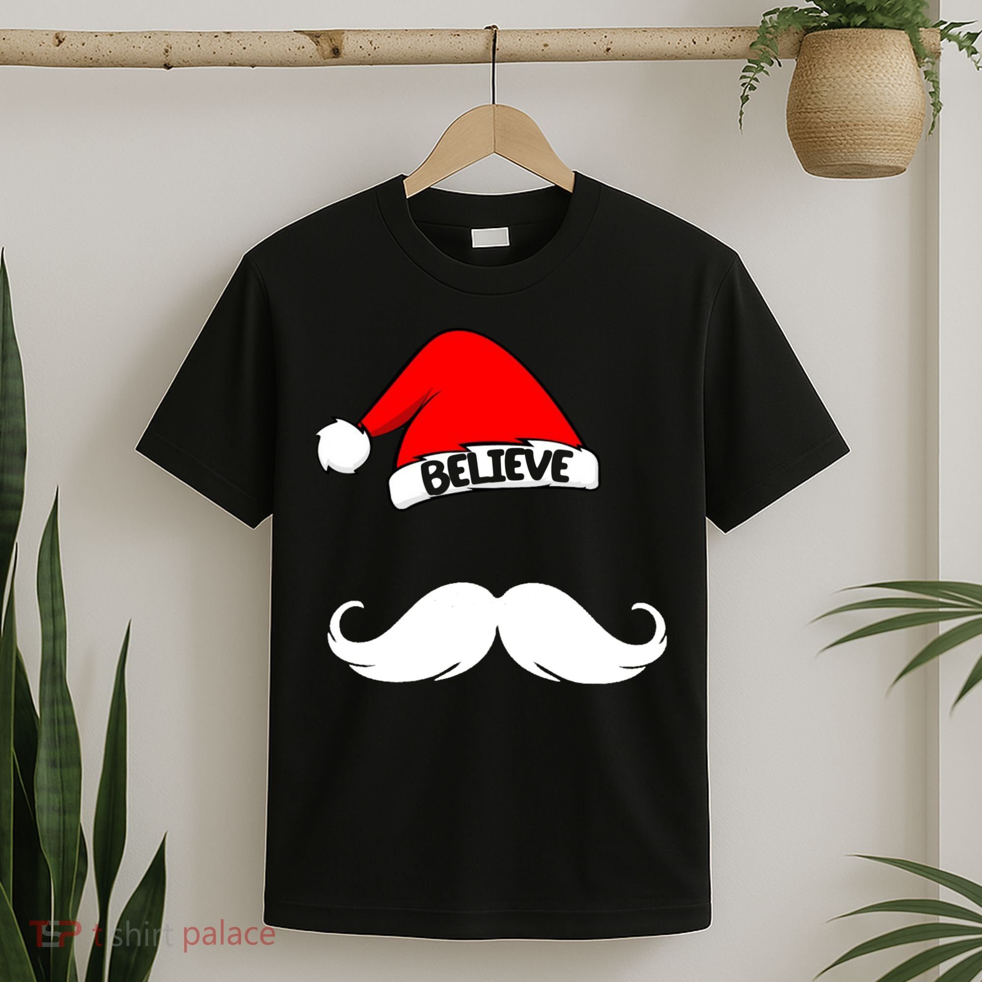 Believe In Santa Funny Mustache T-Shirt