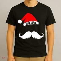 Believe In Santa Funny Mustache T-Shirt thumb 3