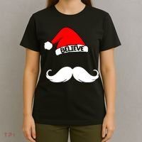 Believe In Santa Funny Mustache T-Shirt thumb 4