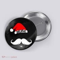 Believe In Santa Funny Mustache Button thumb 0
