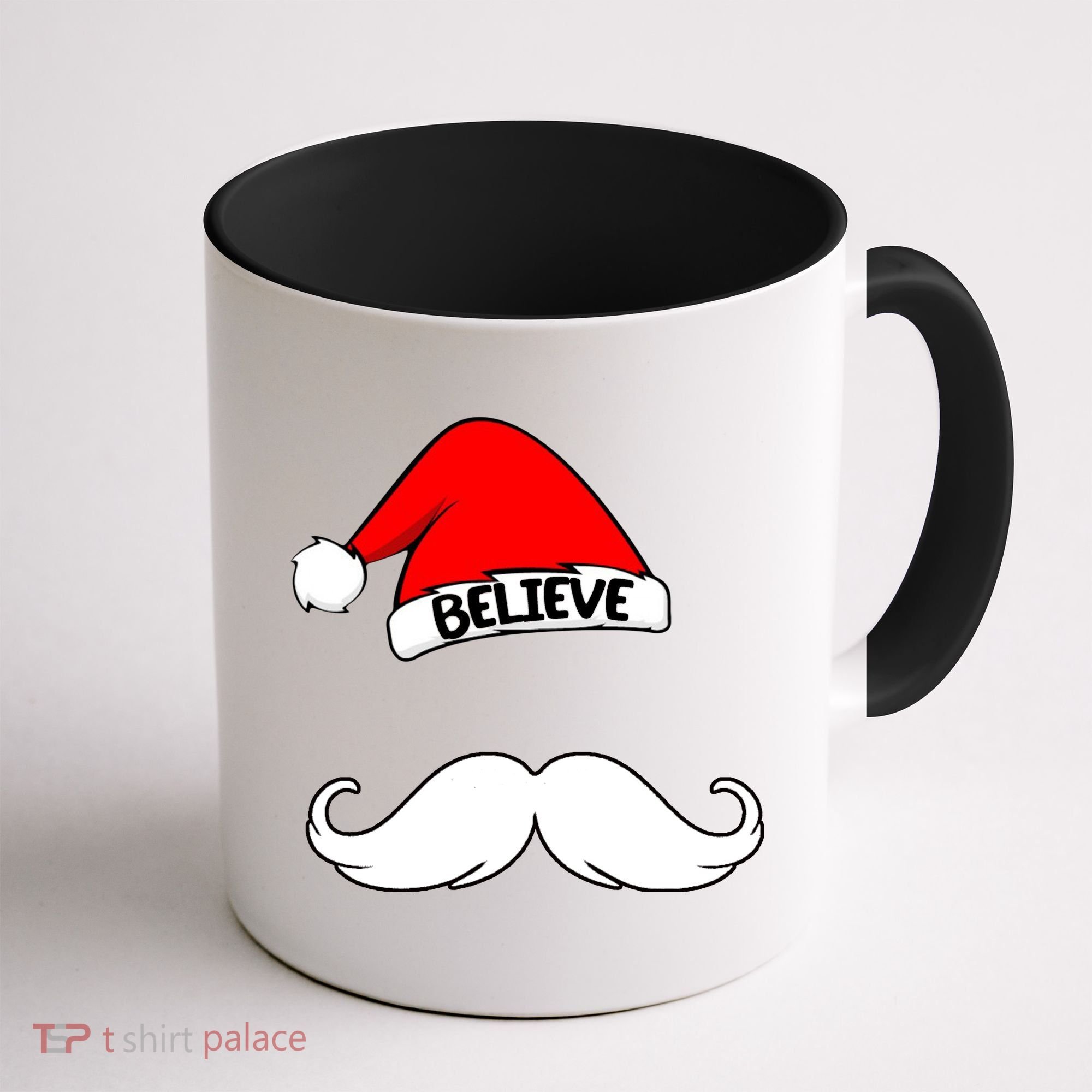Believe In Santa Funny Mustache Coffee Mug