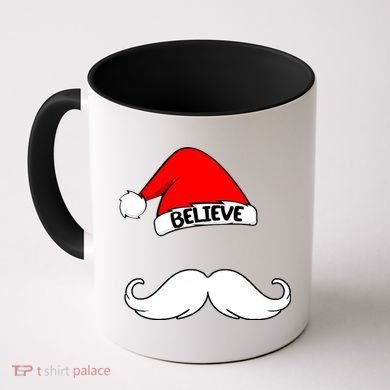 Believe In Santa Funny Mustache Coffee Mug