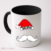 Believe In Santa Funny Mustache Coffee Mug thumb 0