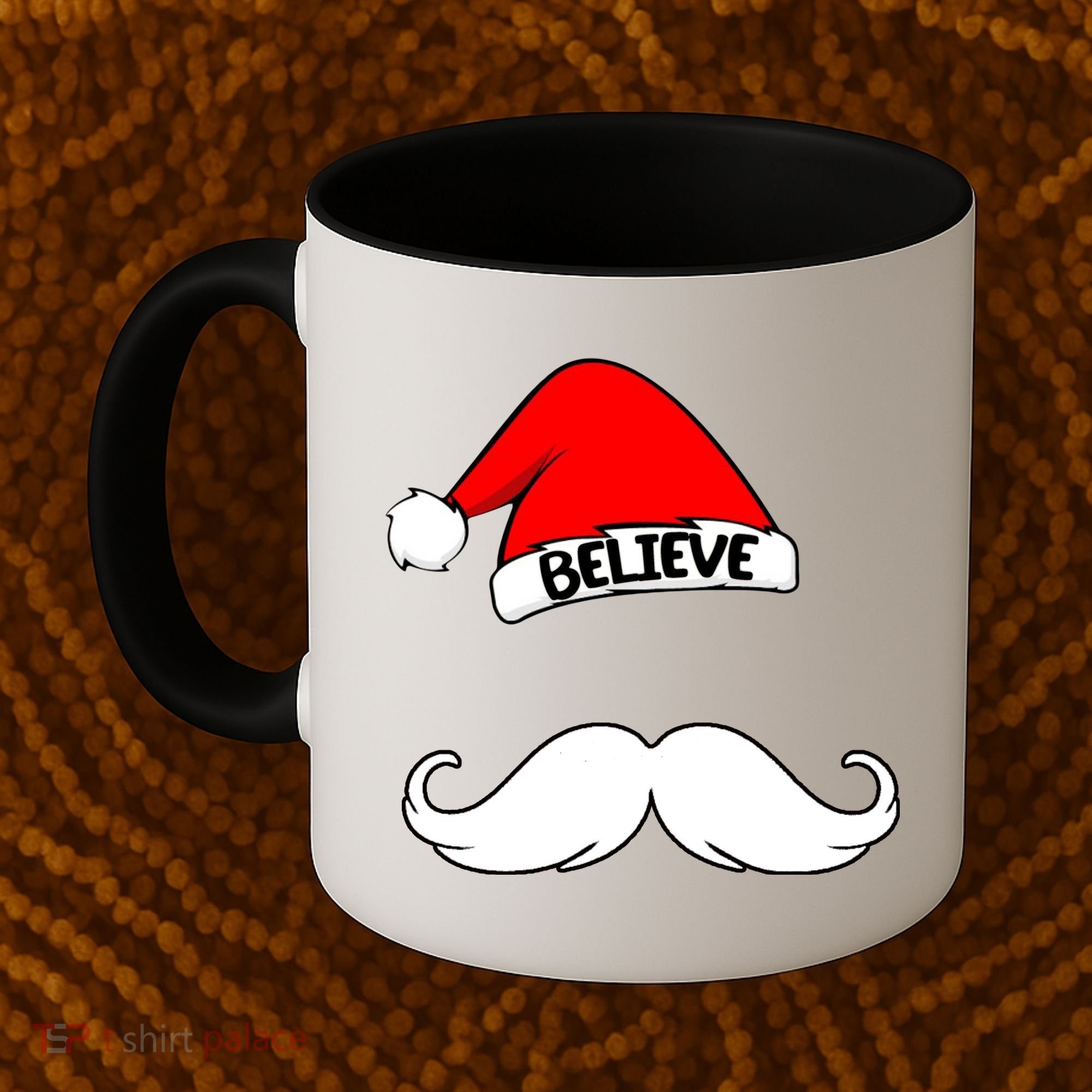 Believe In Santa Funny Mustache Coffee Mug