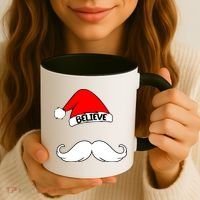 Believe In Santa Funny Mustache Coffee Mug thumb 3