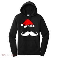 Believe In Santa Funny Mustache Women's Hoodie thumb 0