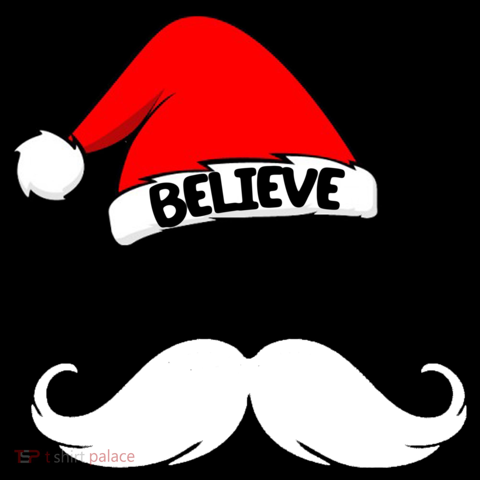 Believe In Santa Funny Mustache Women's Hoodie