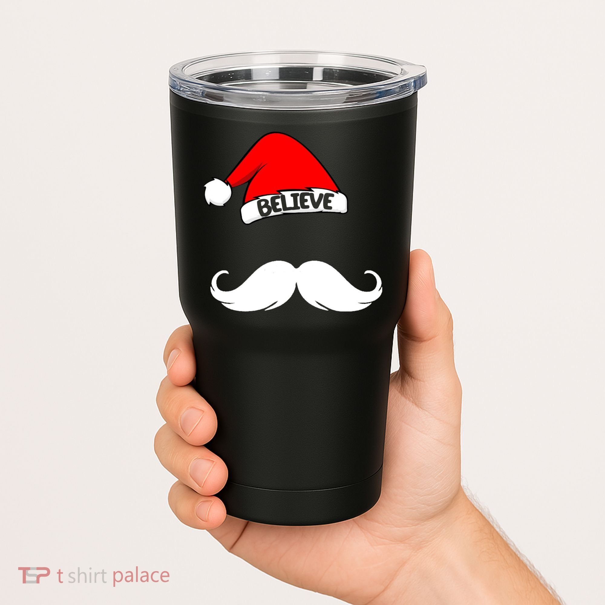 Believe In Santa Funny Mustache Tumbler