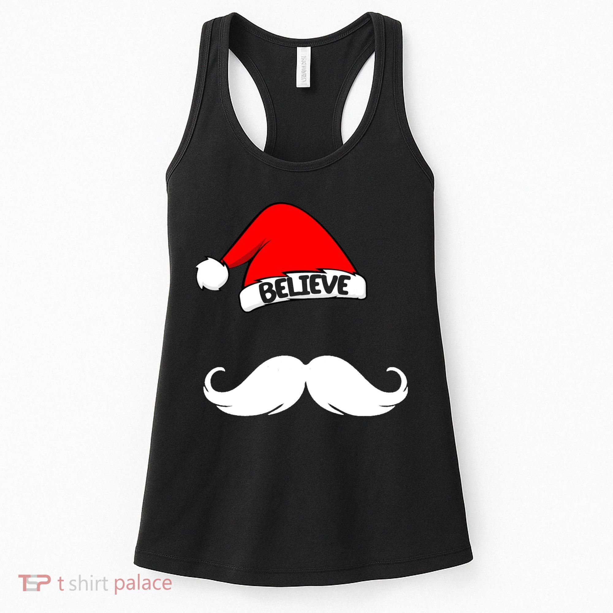 Believe In Santa Funny Mustache Women's Tank Top