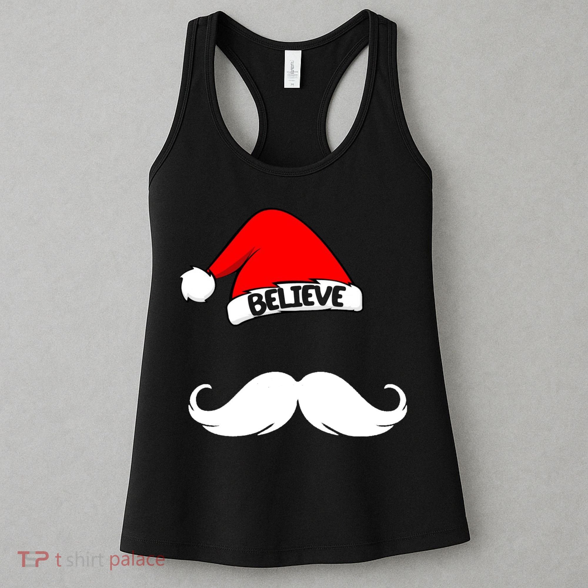 Believe In Santa Funny Mustache Women's Tank Top