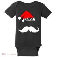 Believe In Santa Funny Mustache Baby Bodysuit thumb 0