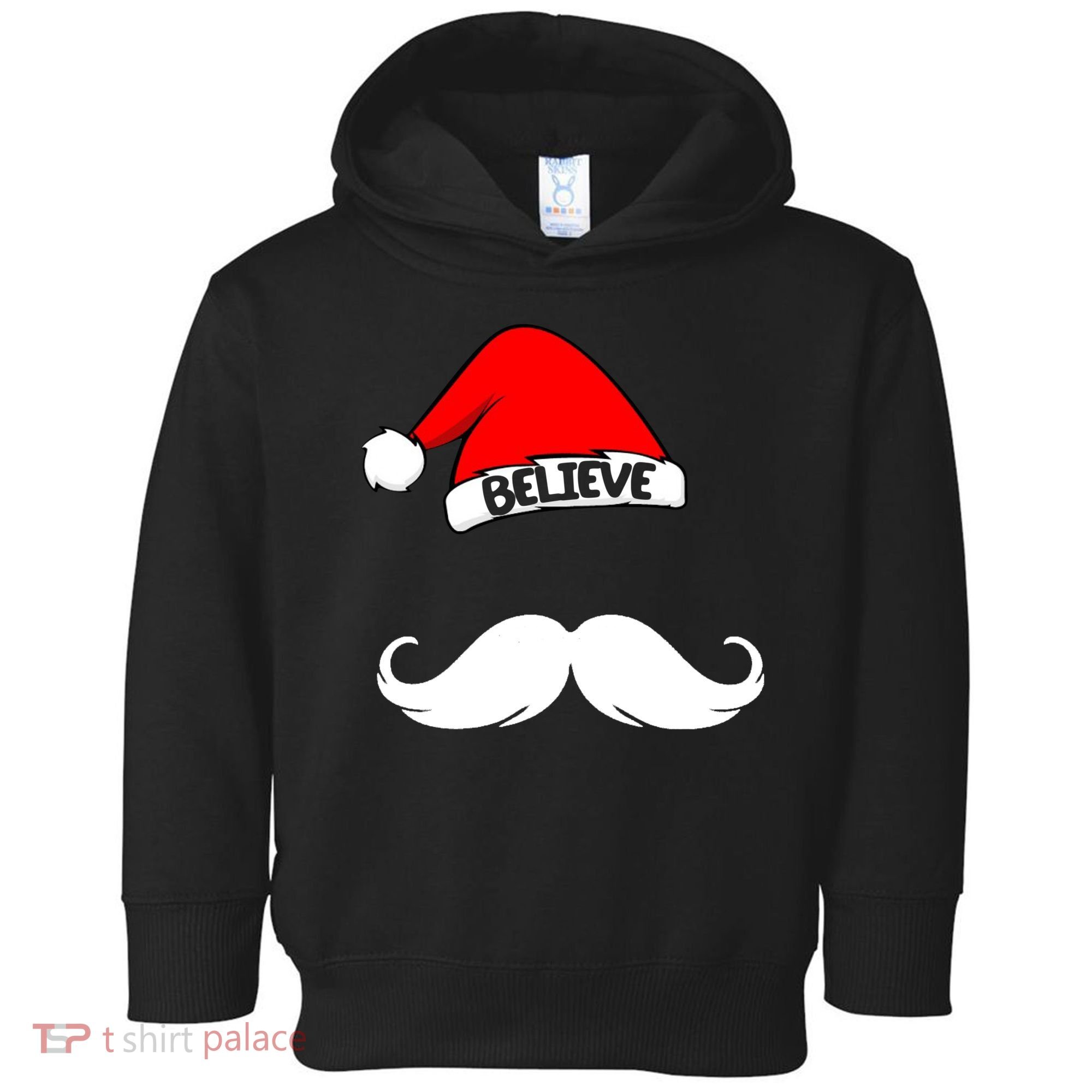 Believe In Santa Funny Mustache Toddler Hoodie