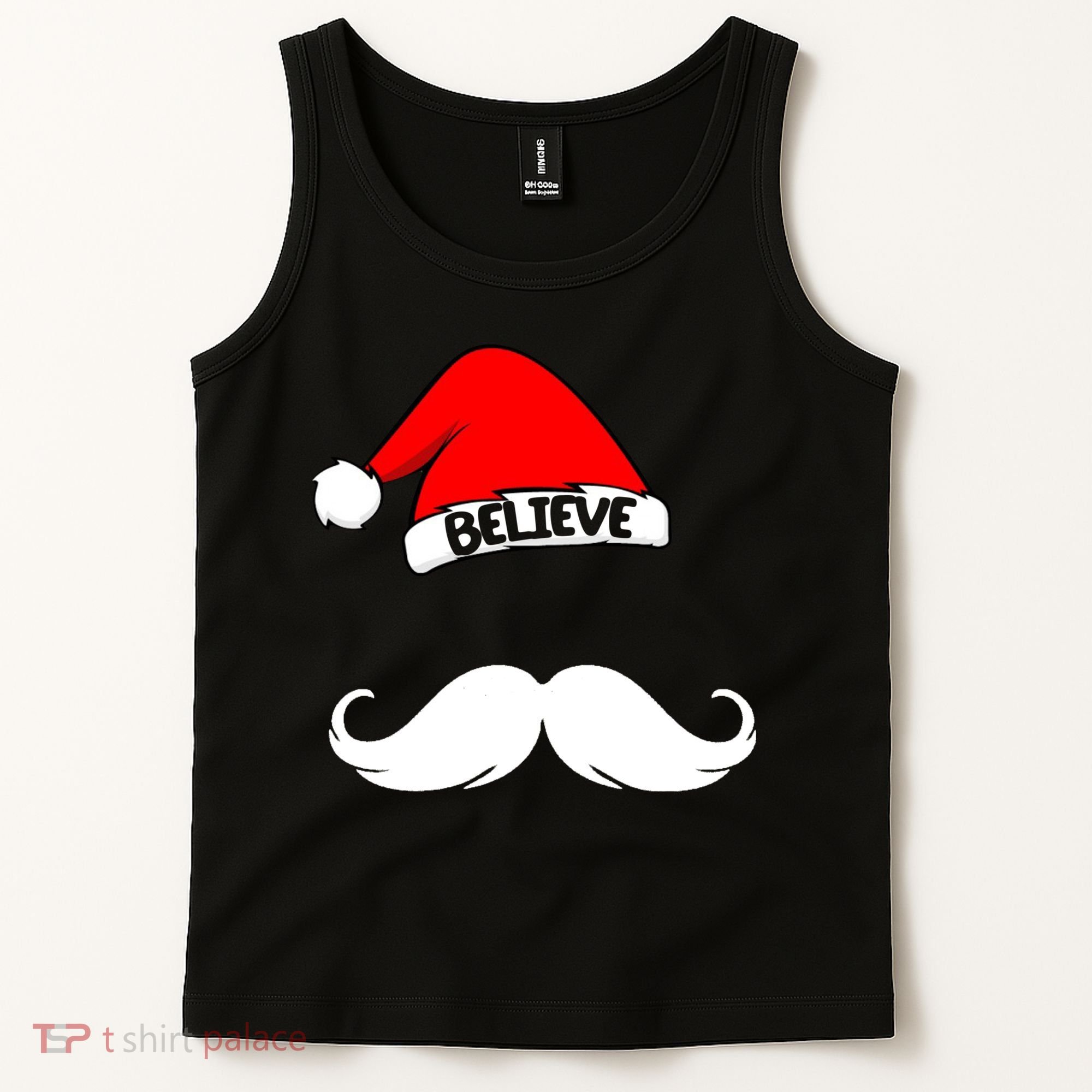 Believe In Santa Funny Mustache Tank Top
