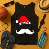 Believe In Santa Funny Mustache Tank Top thumb 4