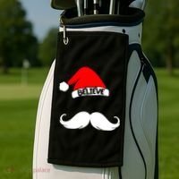 Believe In Santa Funny Mustache Golf Towel thumb 2