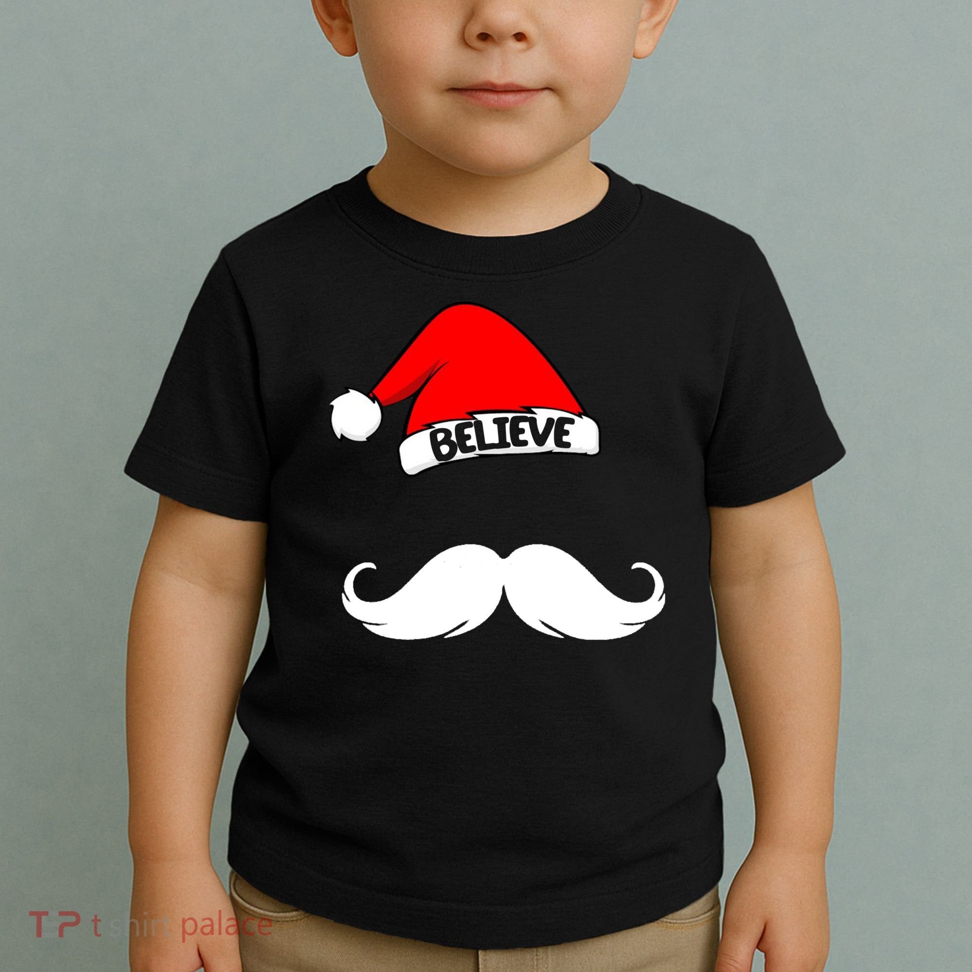Believe In Santa Funny Mustache Toddler T-Shirt