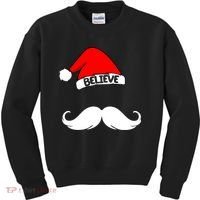 Believe In Santa Funny Mustache Kids Sweatshirt thumb 0