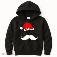 Believe In Santa Funny Mustache Kids Hoodie thumb 0