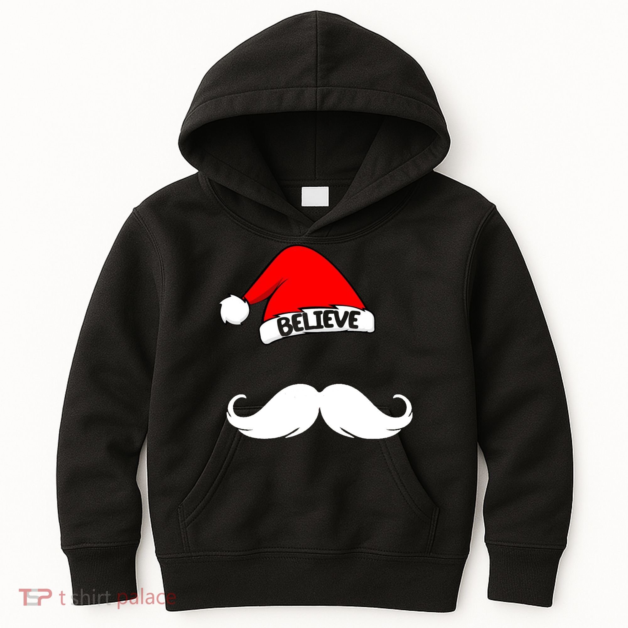 Believe In Santa Funny Mustache Kids Hoodie