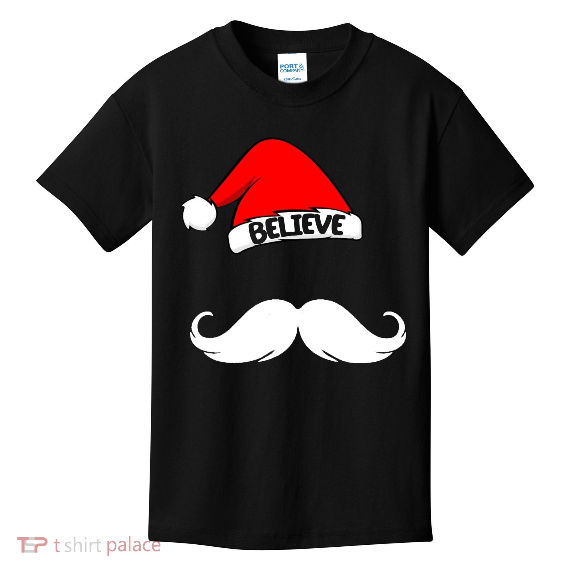 Believe In Santa Funny Mustache Kids T-Shirt