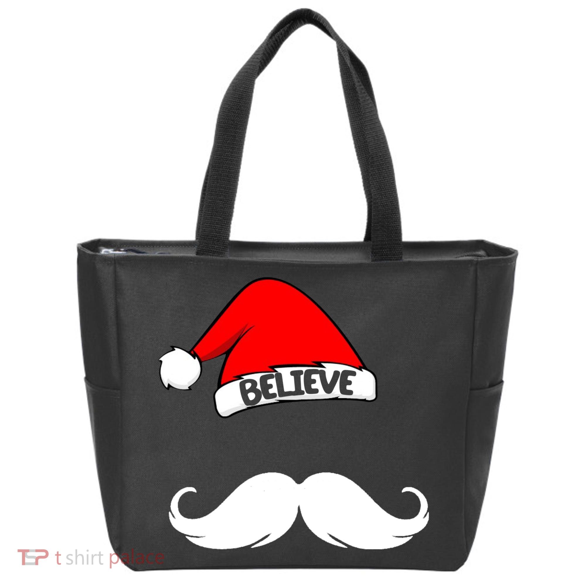 Believe In Santa Funny Mustache Tote Bag