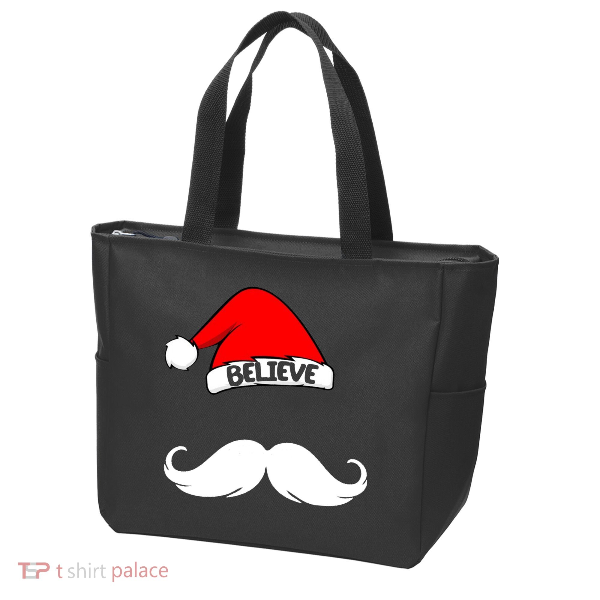 Believe In Santa Funny Mustache Tote Bag