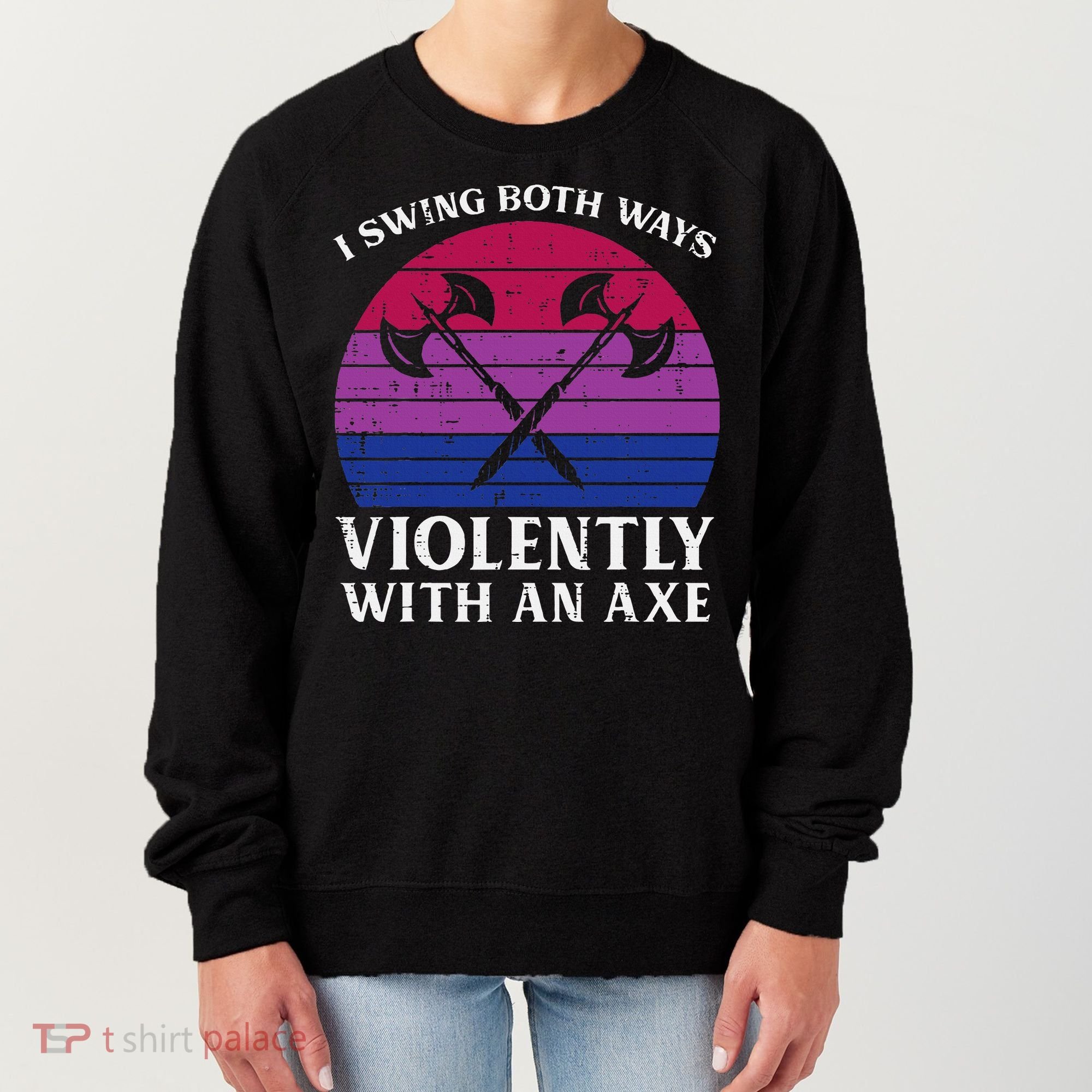 Bisexual I Swing Both Ways Axe Bi Pride Flag Lgbtq Women's Sweatshirt