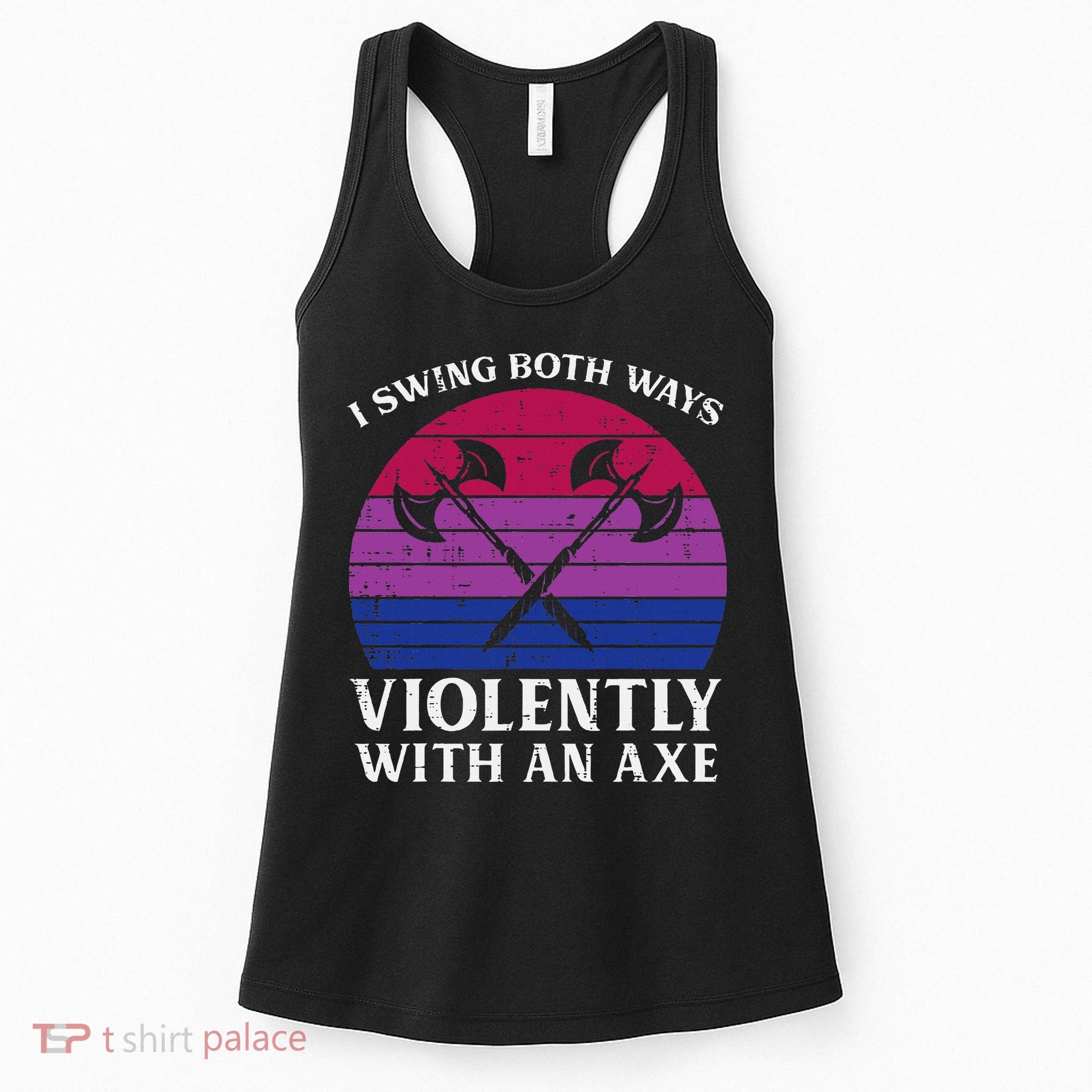 Bisexual I Swing Both Ways Axe Bi Pride Flag Lgbtq Women's Tank Top