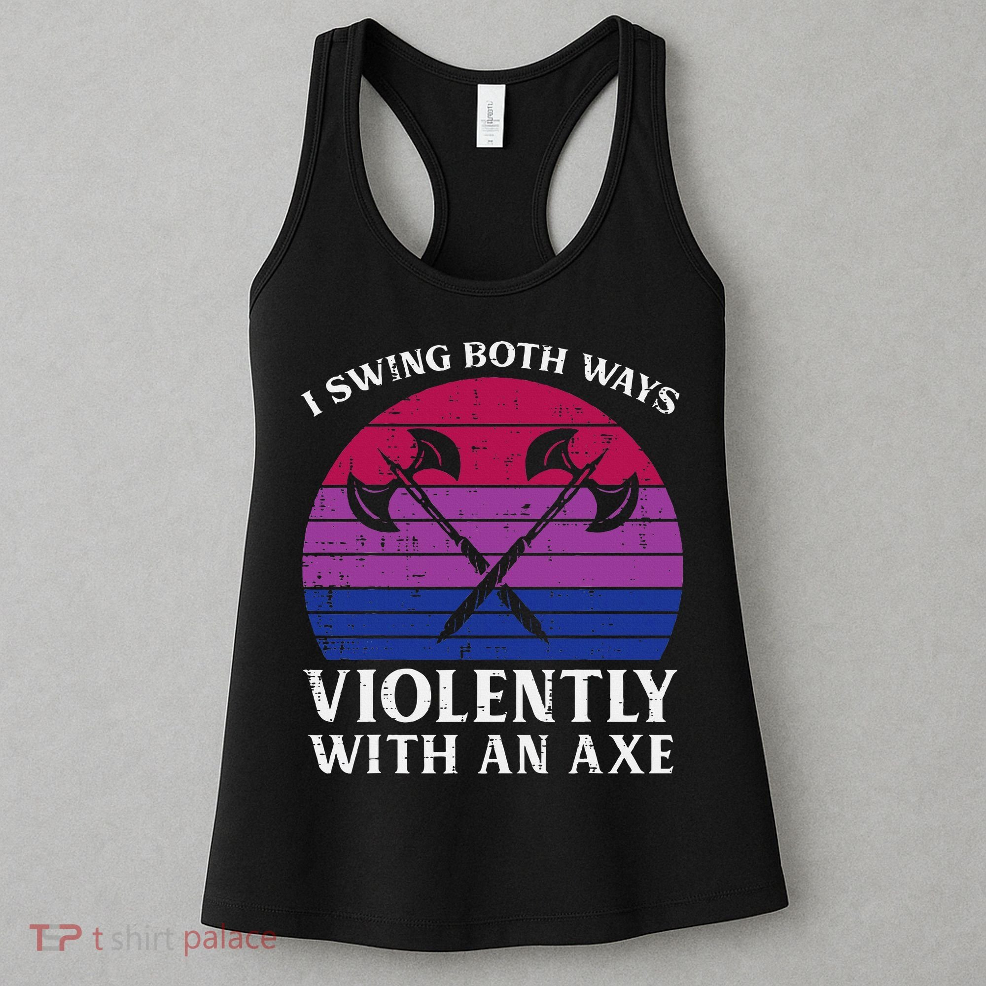 Bisexual I Swing Both Ways Axe Bi Pride Flag Lgbtq Women's Tank Top