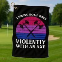 Bisexual I Swing Both Ways Axe Bi Pride Flag Lgbtq Golf Towel thumb 1