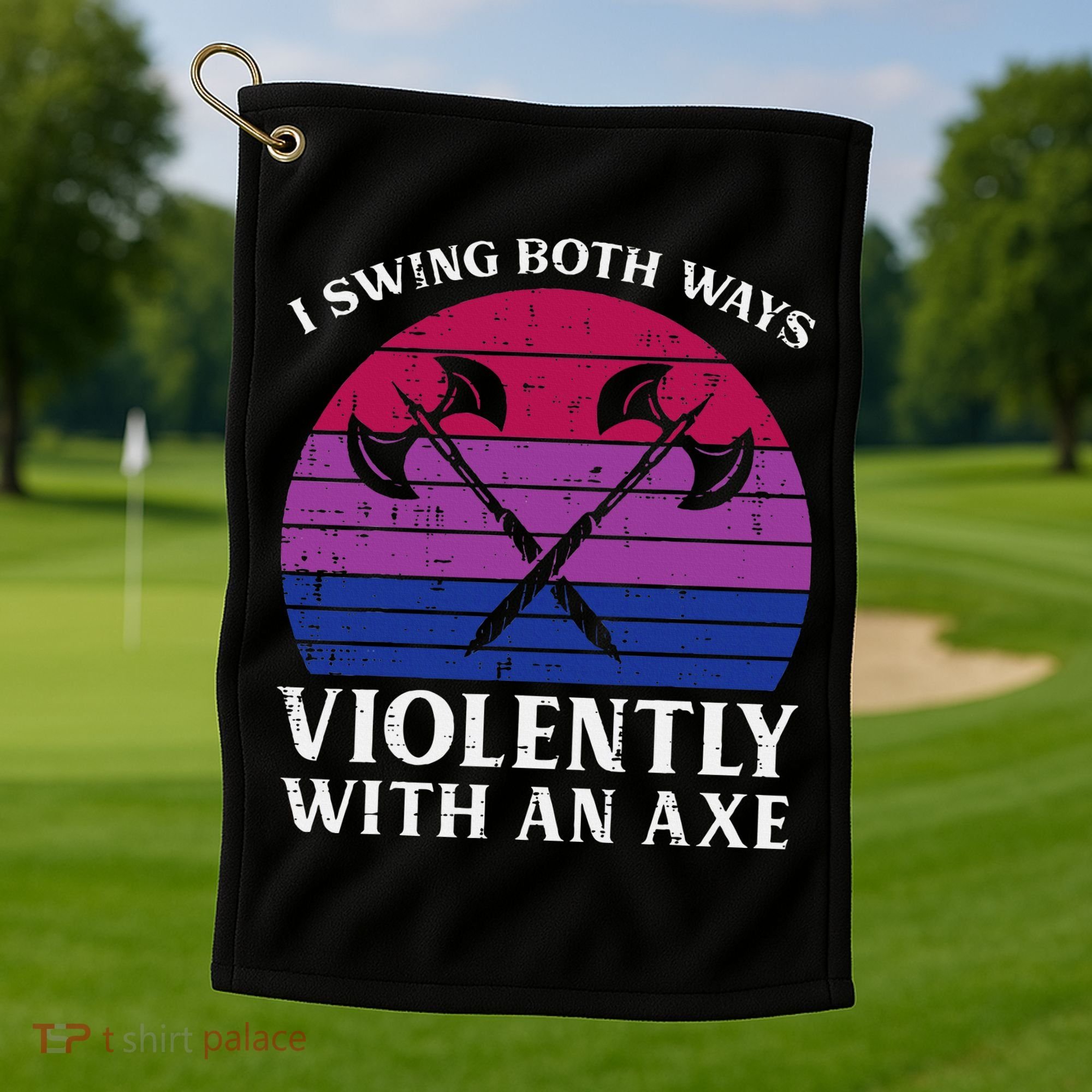 Bisexual I Swing Both Ways Axe Bi Pride Flag Lgbtq Golf Towel