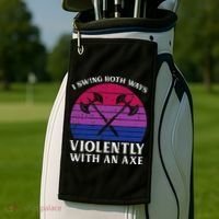 Bisexual I Swing Both Ways Axe Bi Pride Flag Lgbtq Golf Towel thumb 2