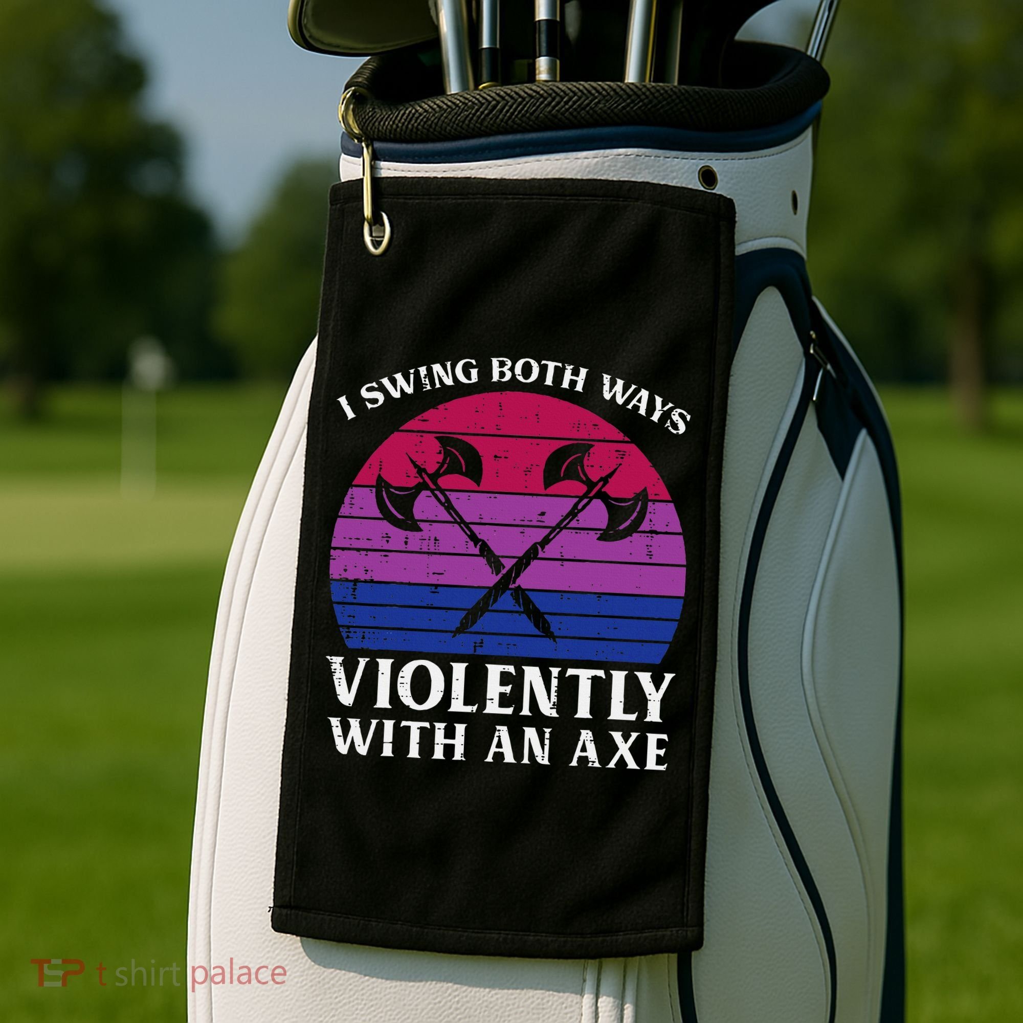 Bisexual I Swing Both Ways Axe Bi Pride Flag Lgbtq Golf Towel