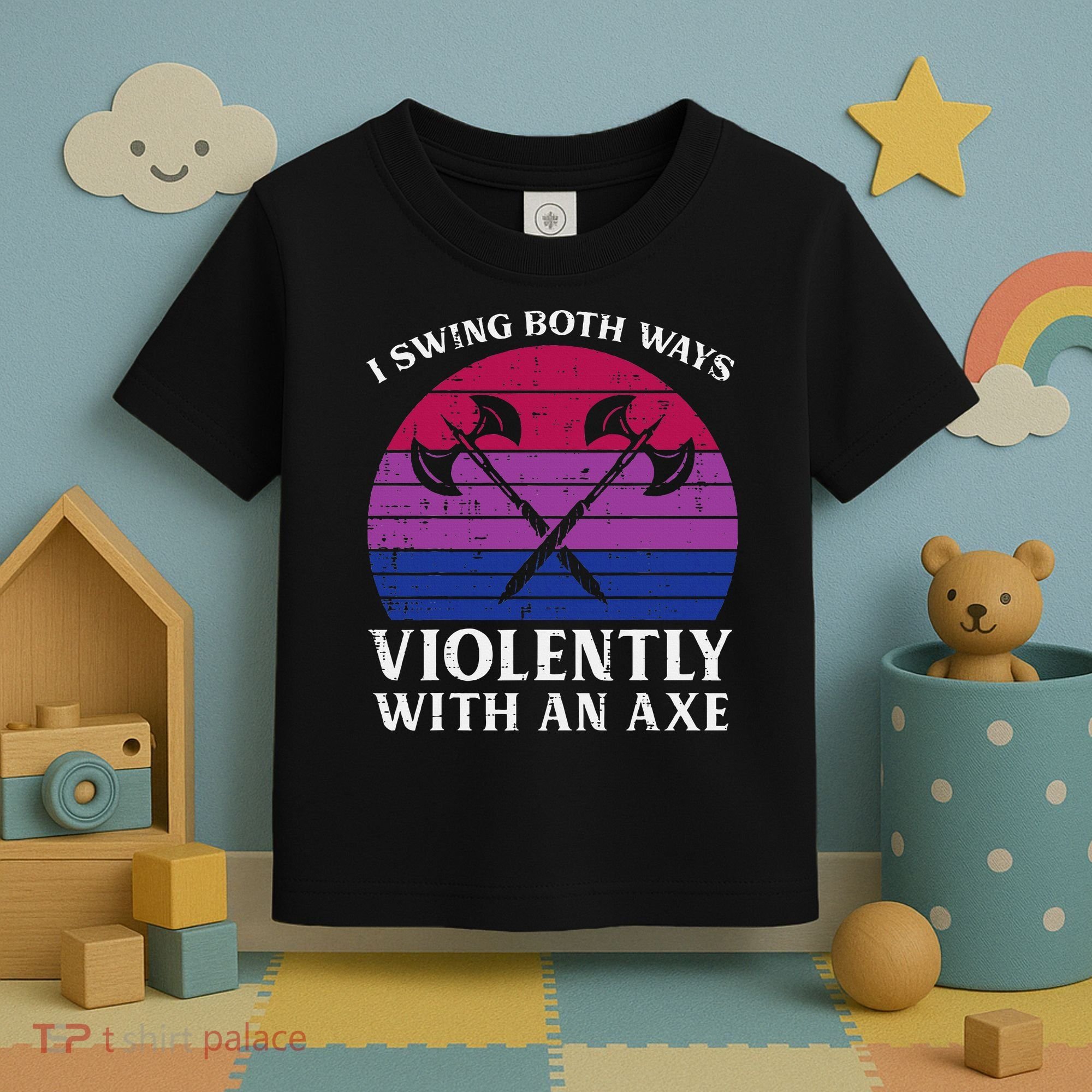 Bisexual I Swing Both Ways Axe Bi Pride Flag Lgbtq Toddler T-Shirt