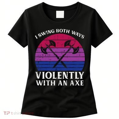 Bisexual I Swing Both Ways Axe Bi Pride Flag Lgbtq Women's T-Shirt