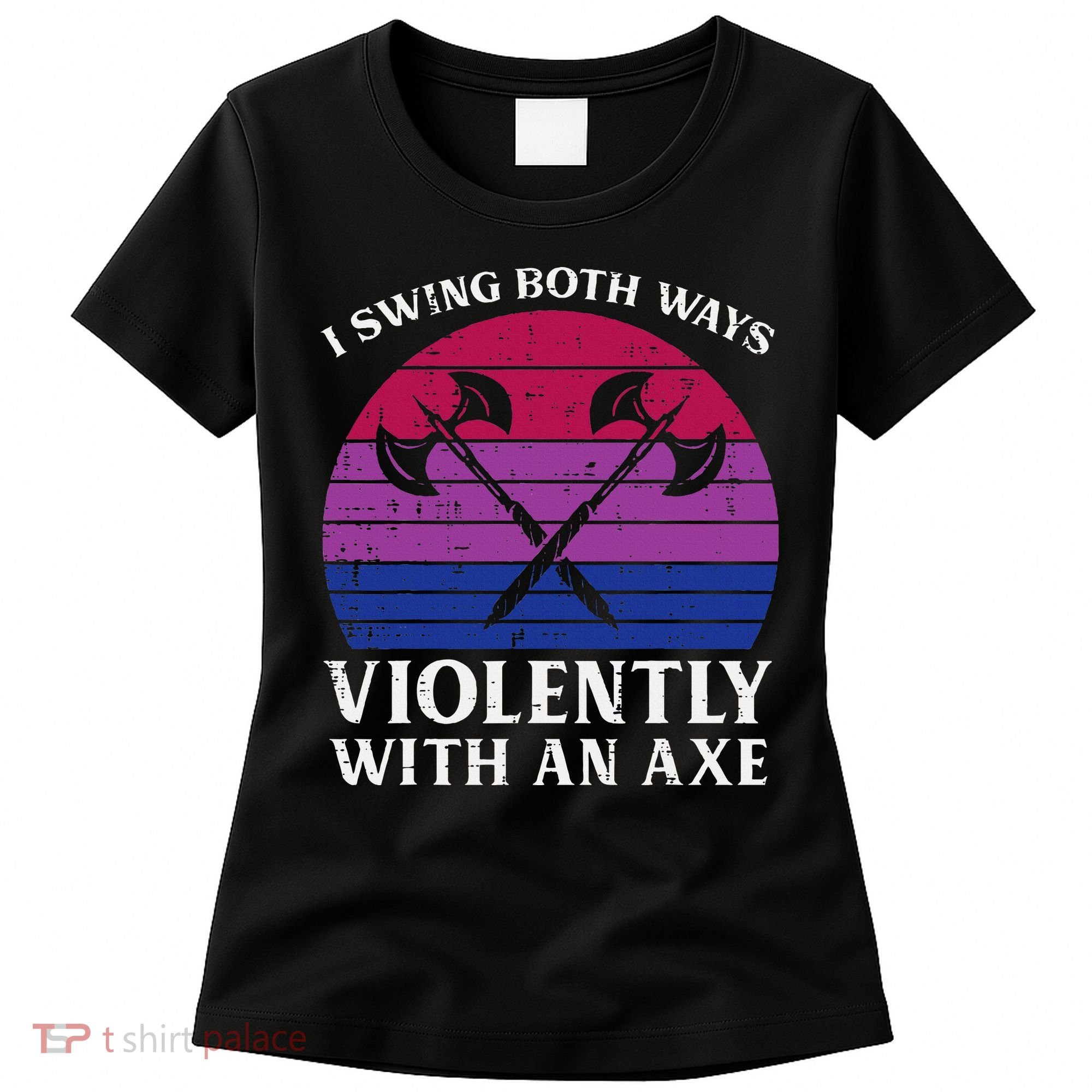 Bisexual I Swing Both Ways Axe Bi Pride Flag Lgbtq Women's T-Shirt