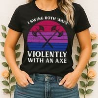 Bisexual I Swing Both Ways Axe Bi Pride Flag Lgbtq Women's T-Shirt thumb 2