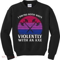 Bisexual I Swing Both Ways Axe Bi Pride Flag Lgbtq Kids Sweatshirt thumb 0