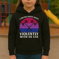 Bisexual I Swing Both Ways Axe Bi Pride Flag Lgbtq Kids Hoodie thumb 3