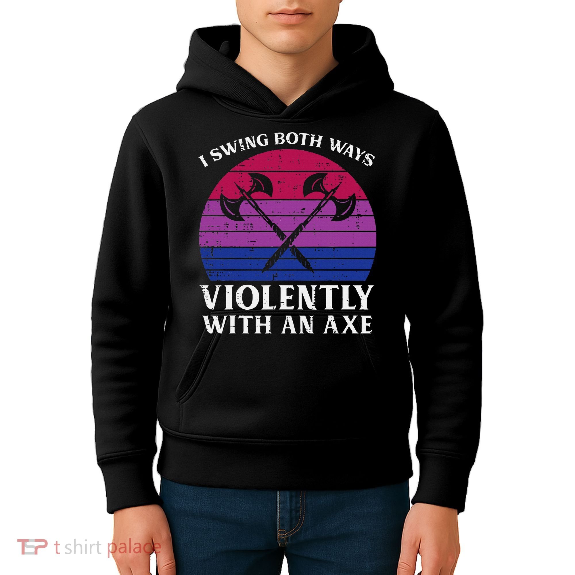 Bisexual I Swing Both Ways Axe Bi Pride Flag Lgbtq Kids Hoodie
